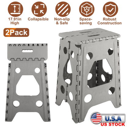 2-Pack 17.91 in Folding Step Stool Lightweight Portable