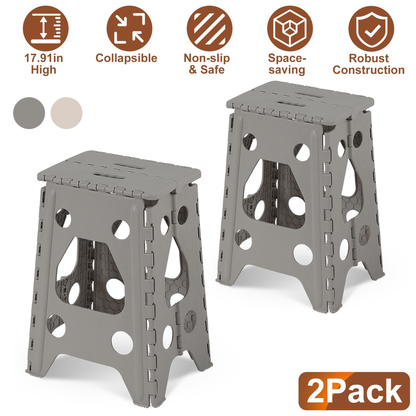 2-Pack 17.91 in Folding Step Stool Lightweight Portable