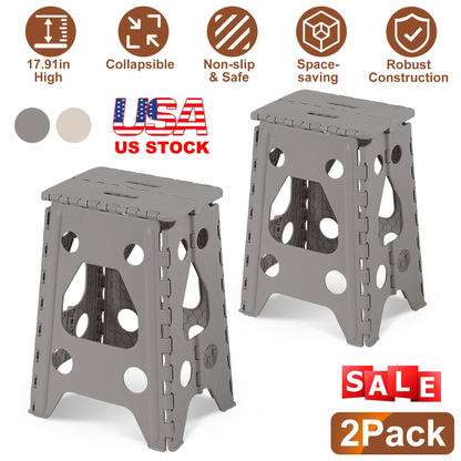 2-Pack 17.91 in Folding Step Stool Lightweight Portable