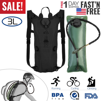 Tactical Hydration Pack with 3L Water Bladder, Black