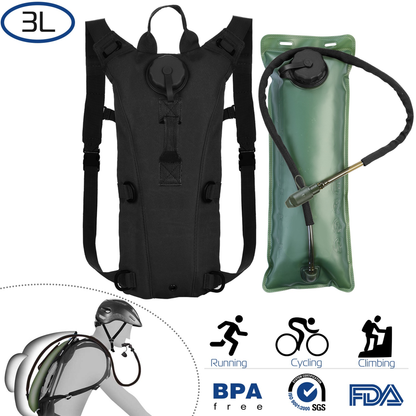 Tactical Hydration Pack with 3L Water Bladder, Black