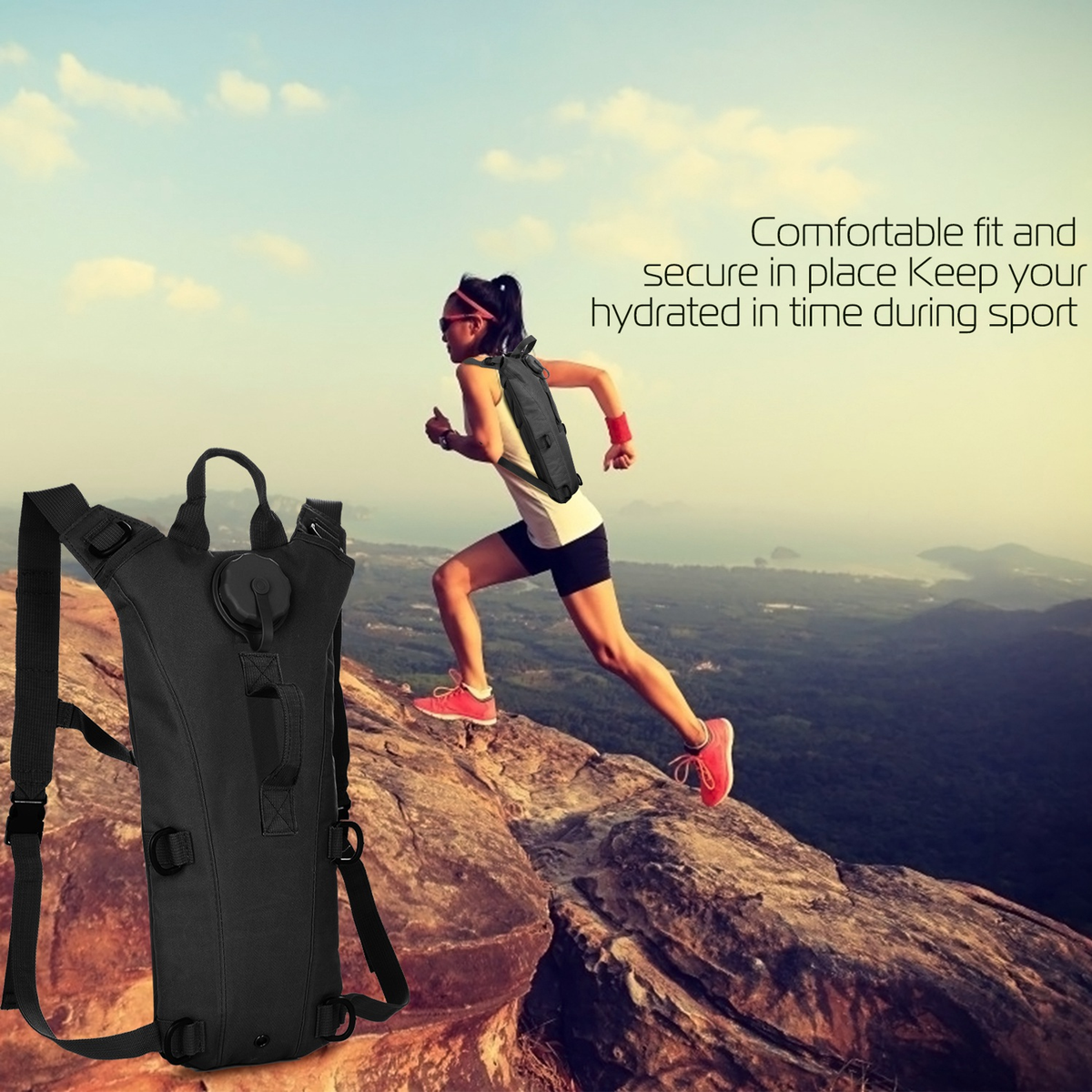 Tactical Hydration Pack with 3L Water Bladder, Black