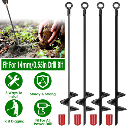 Heavy-Duty Ground Auger Stakes, 4-Pack