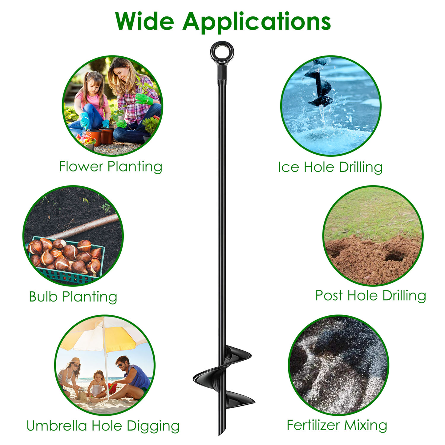 Heavy-Duty Ground Auger Stakes, 4-Pack