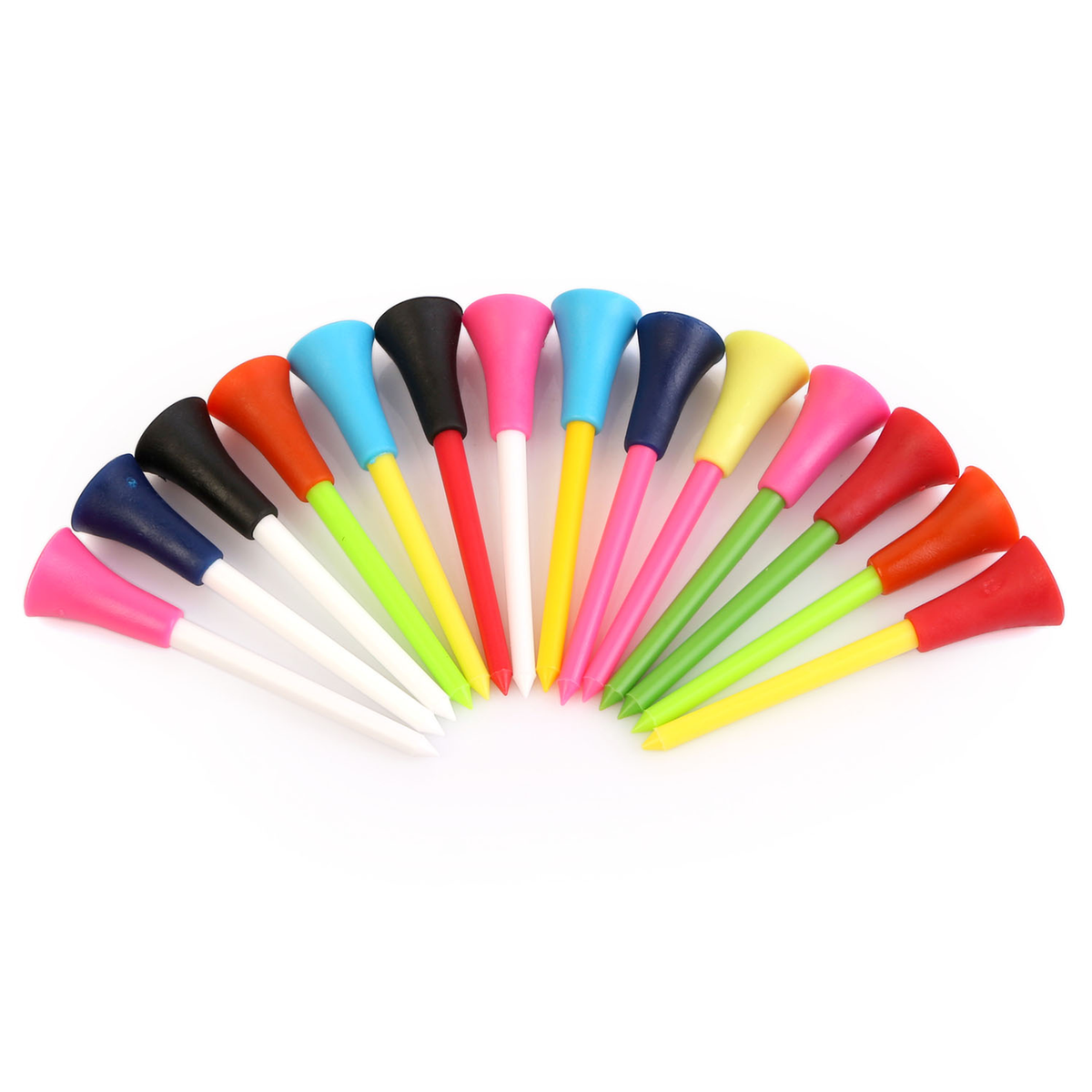 50-Pack Multi-Color Golf Tees with Rubber Cushion Top