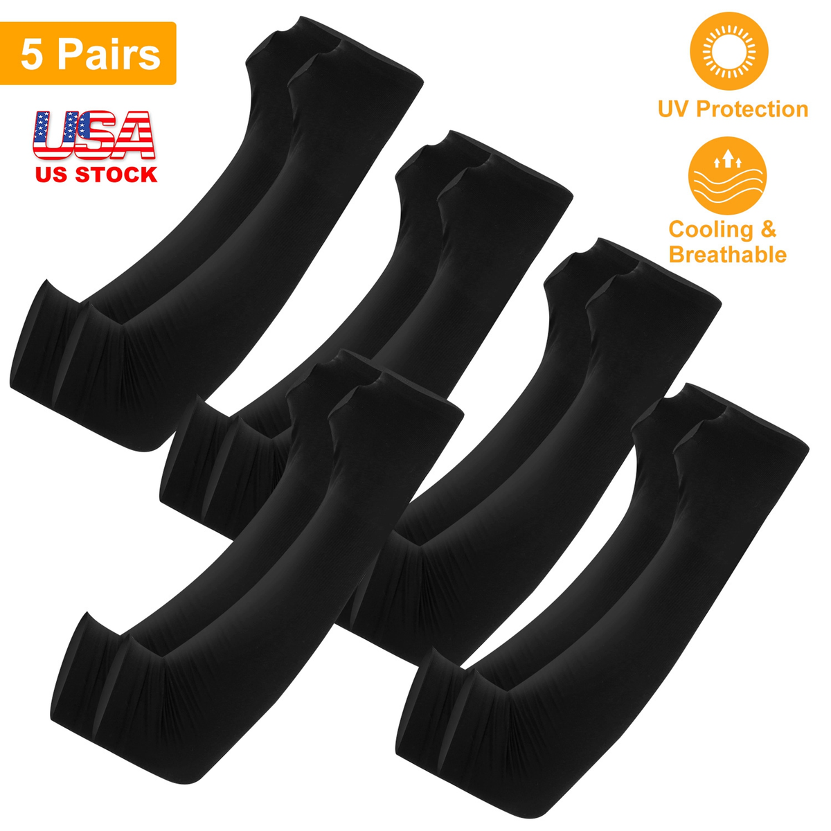Cooling UV Protection Arm Sleeves, 5 Pairs