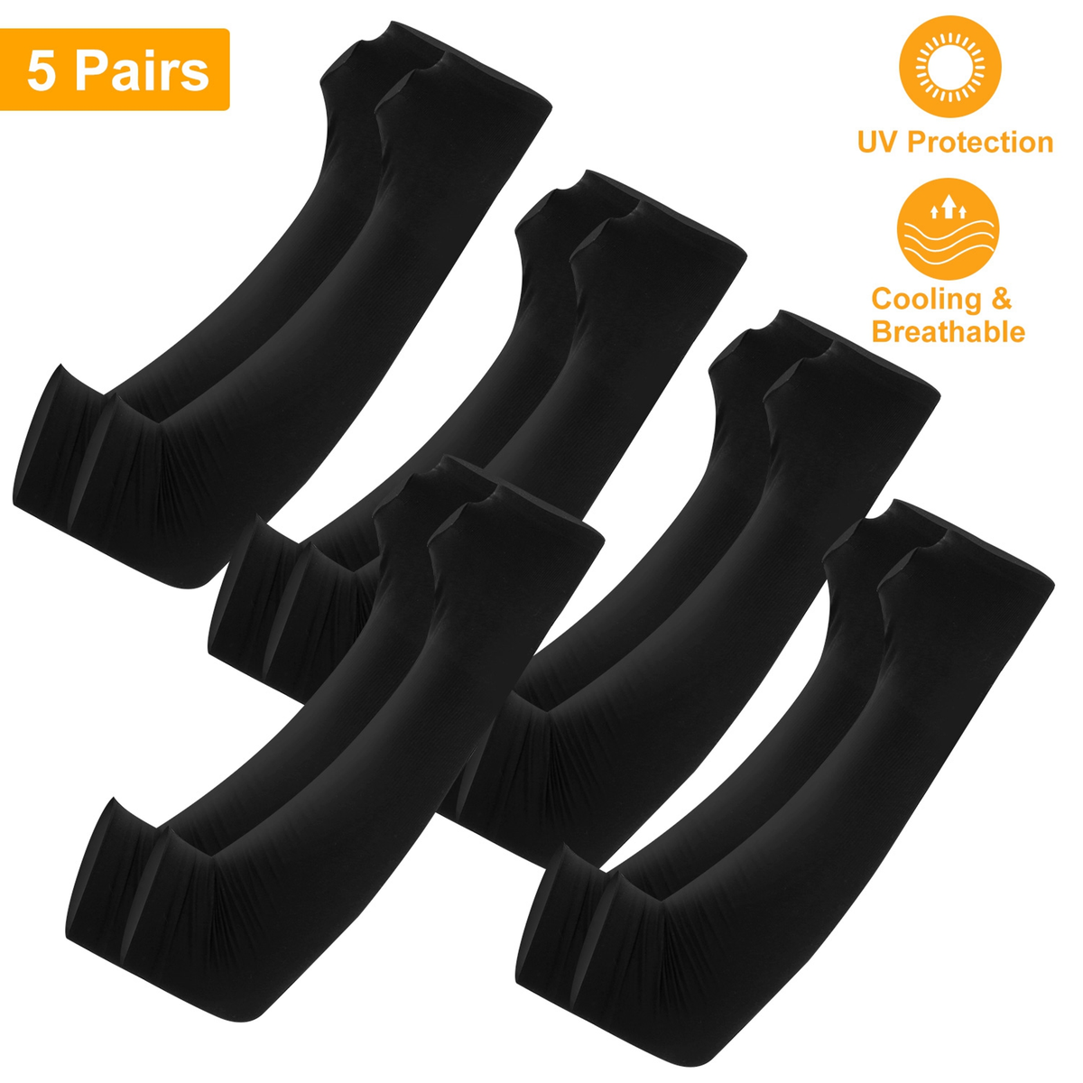 Cooling UV Protection Arm Sleeves, 5 Pairs