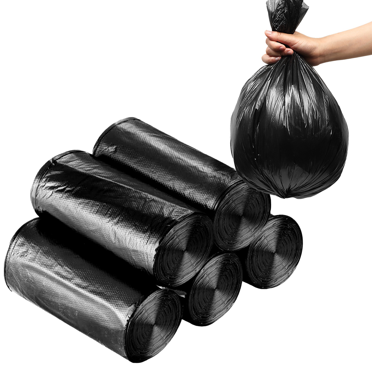 Black Garbage Bags - 5 Rolls, 50 Count