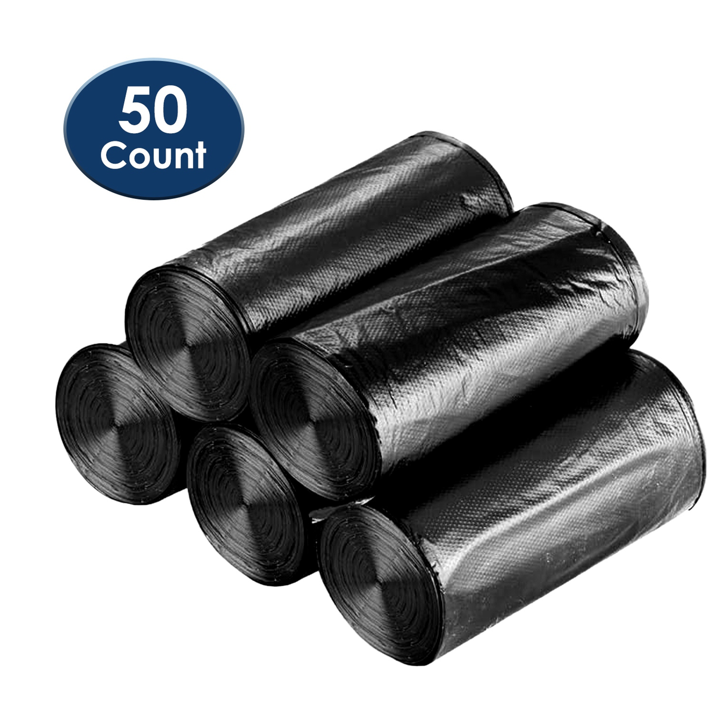 Black Garbage Bags - 5 Rolls, 50 Count
