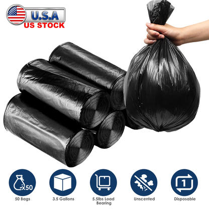 Black Garbage Bags - 5 Rolls, 50 Count