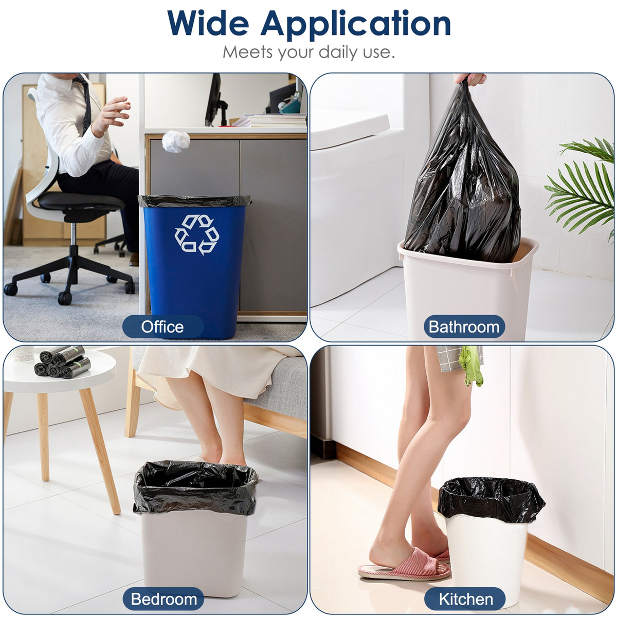 Black Garbage Bags - 5 Rolls, 50 Count