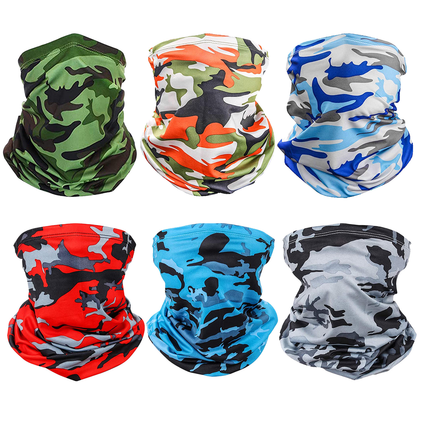 Neck Gaiter UV Face Mask, 6-Pack