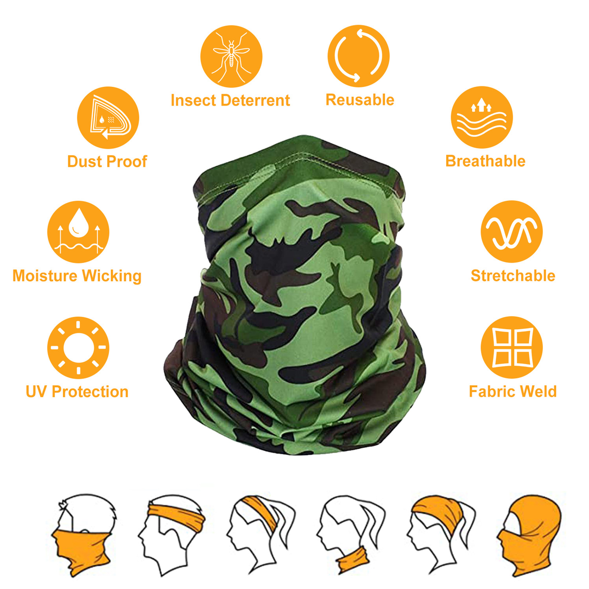 Neck Gaiter UV Face Mask, 6-Pack