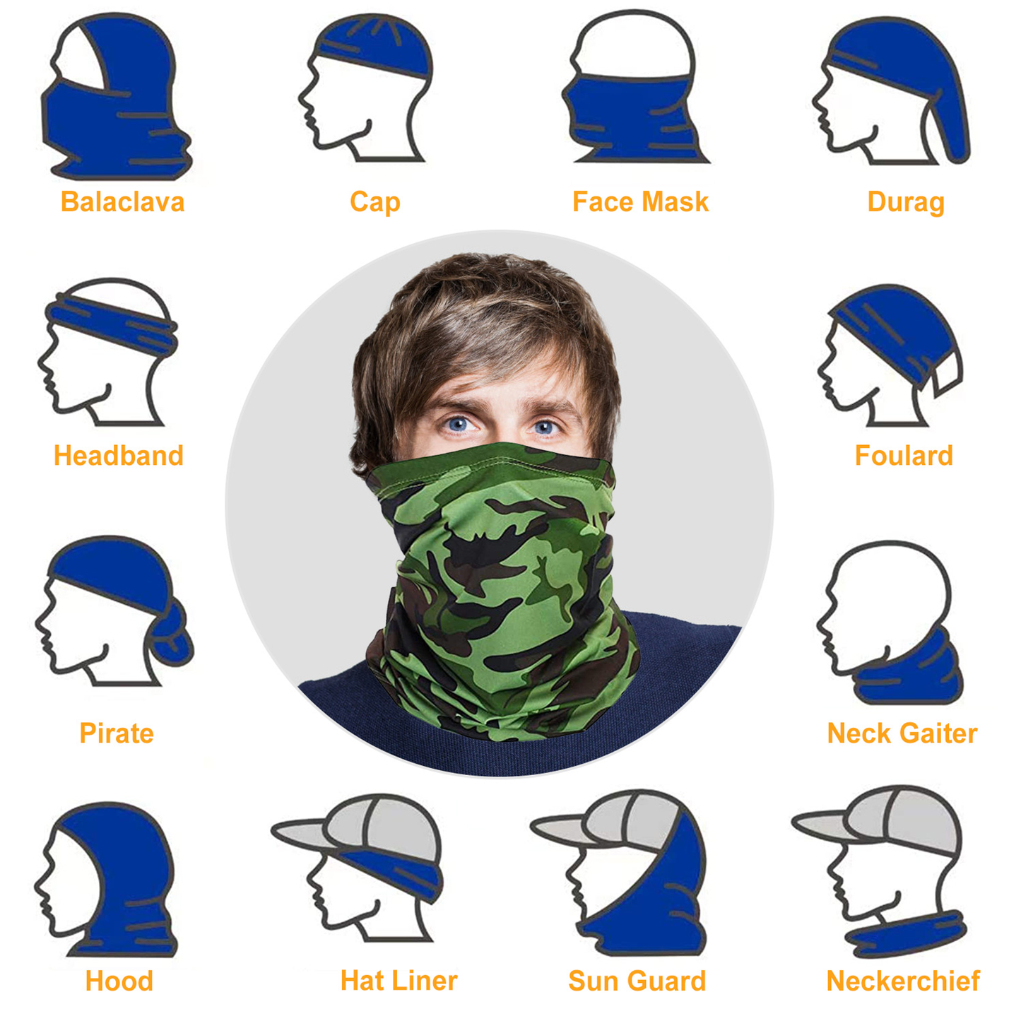 Neck Gaiter UV Face Mask, 6-Pack