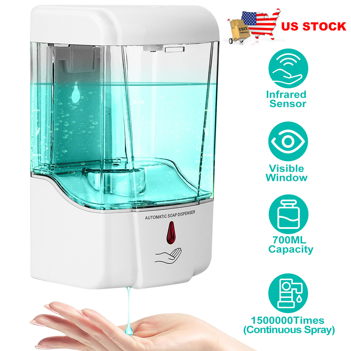 Automatic Soap Dispenser 700ml Wall-Mounted, Touchless