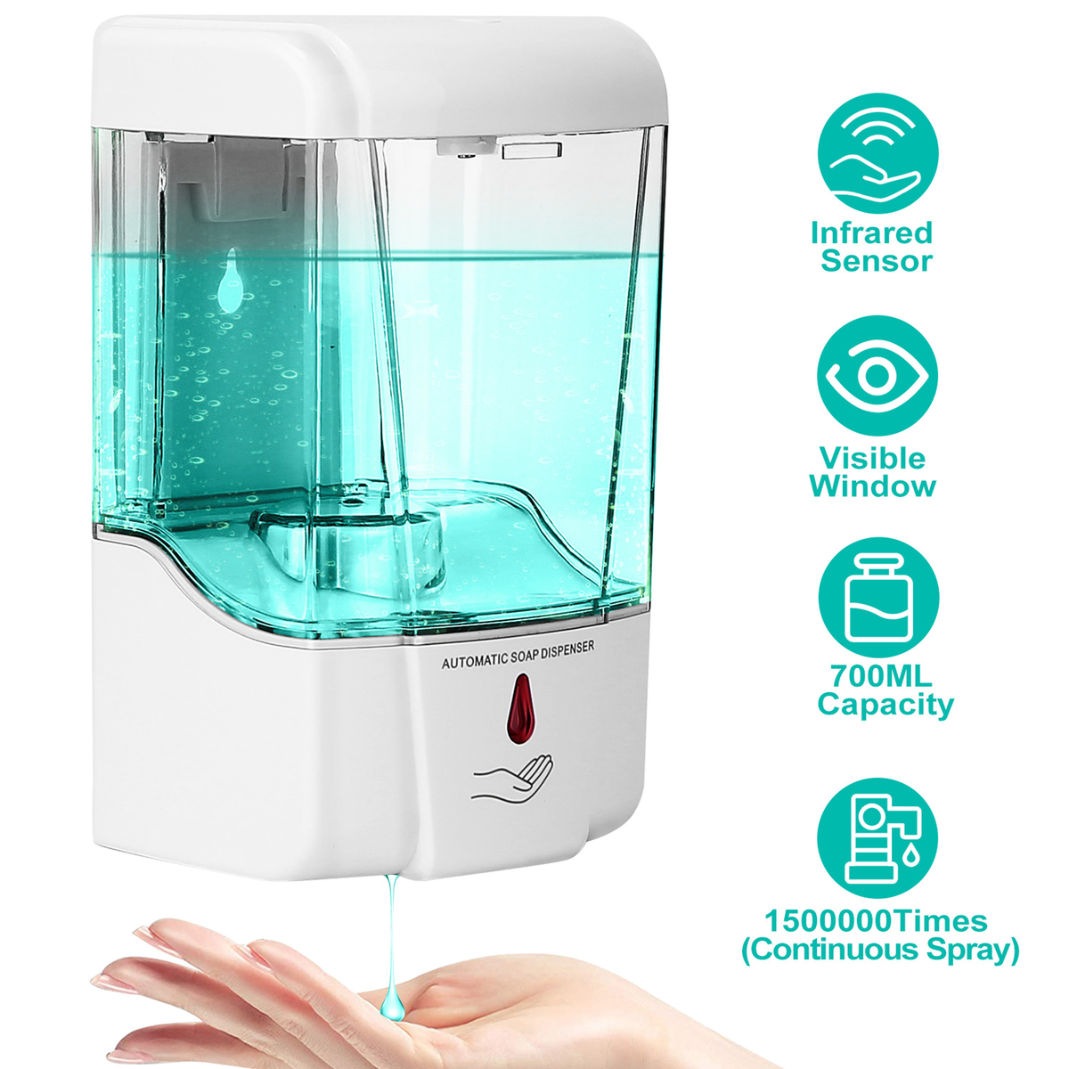 Automatic Soap Dispenser 700ml Wall-Mounted, Touchless