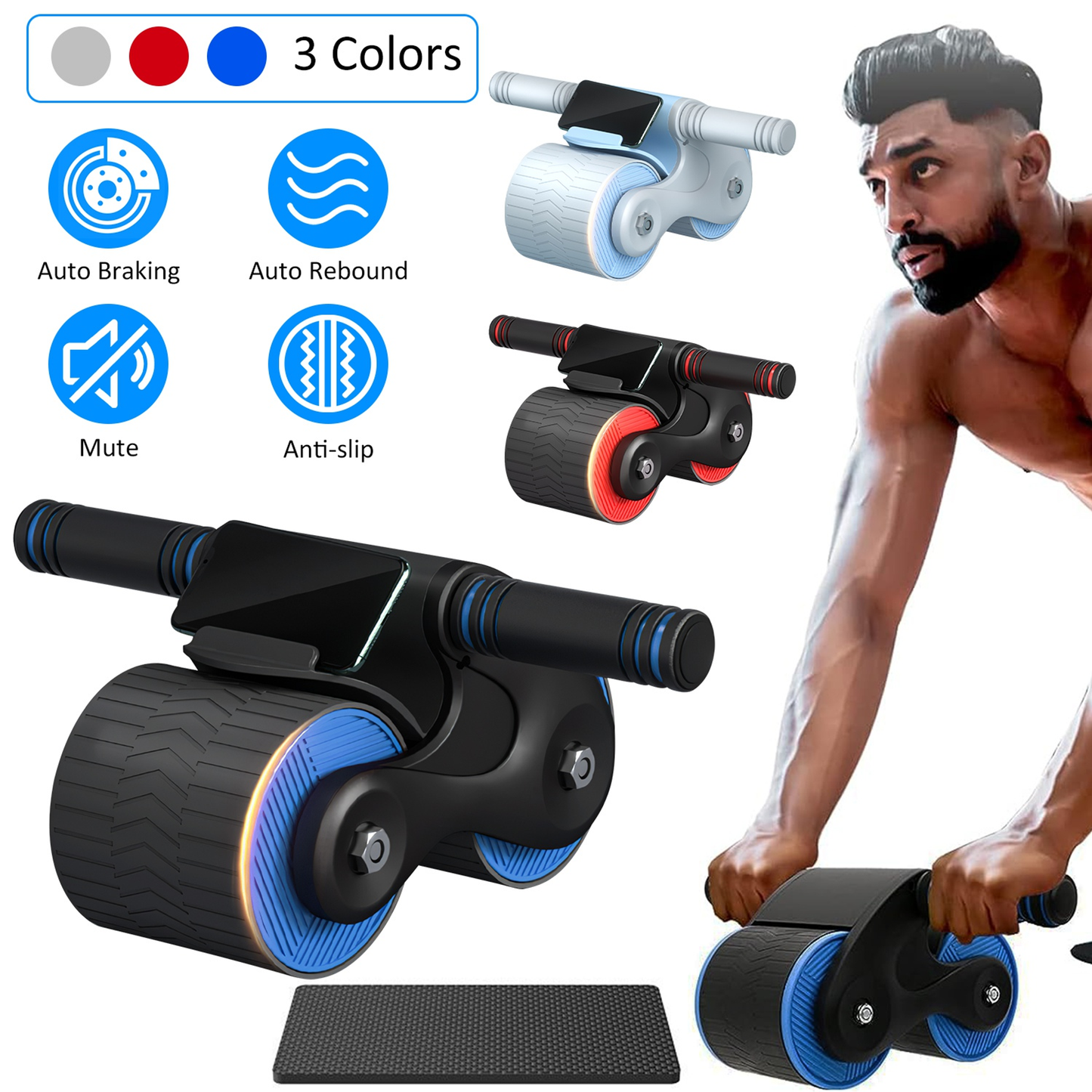 Automatic Rebound AB Roller Wheel with Phone Holder