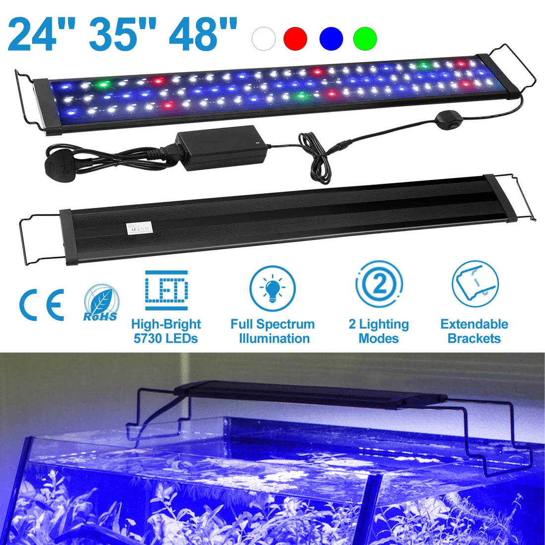 LED Aquarium Light Multi-Color Full Spectrum