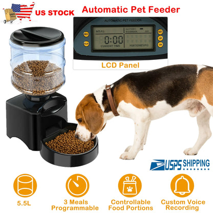 5.5L Automatic Pet Feeder Dog Cat Food Dispenser