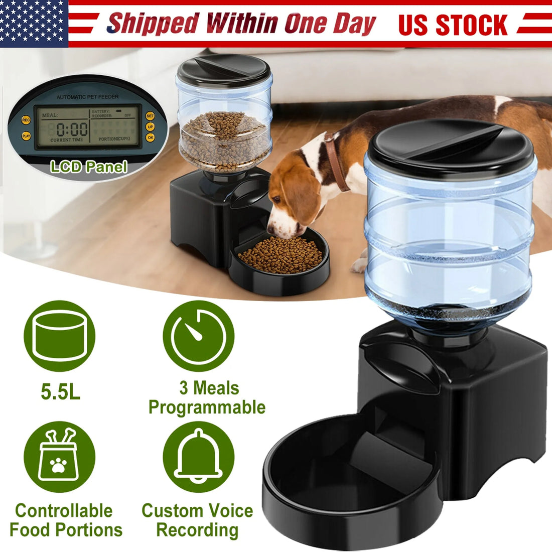 5.5L Automatic Pet Feeder Dog Cat Food Dispenser