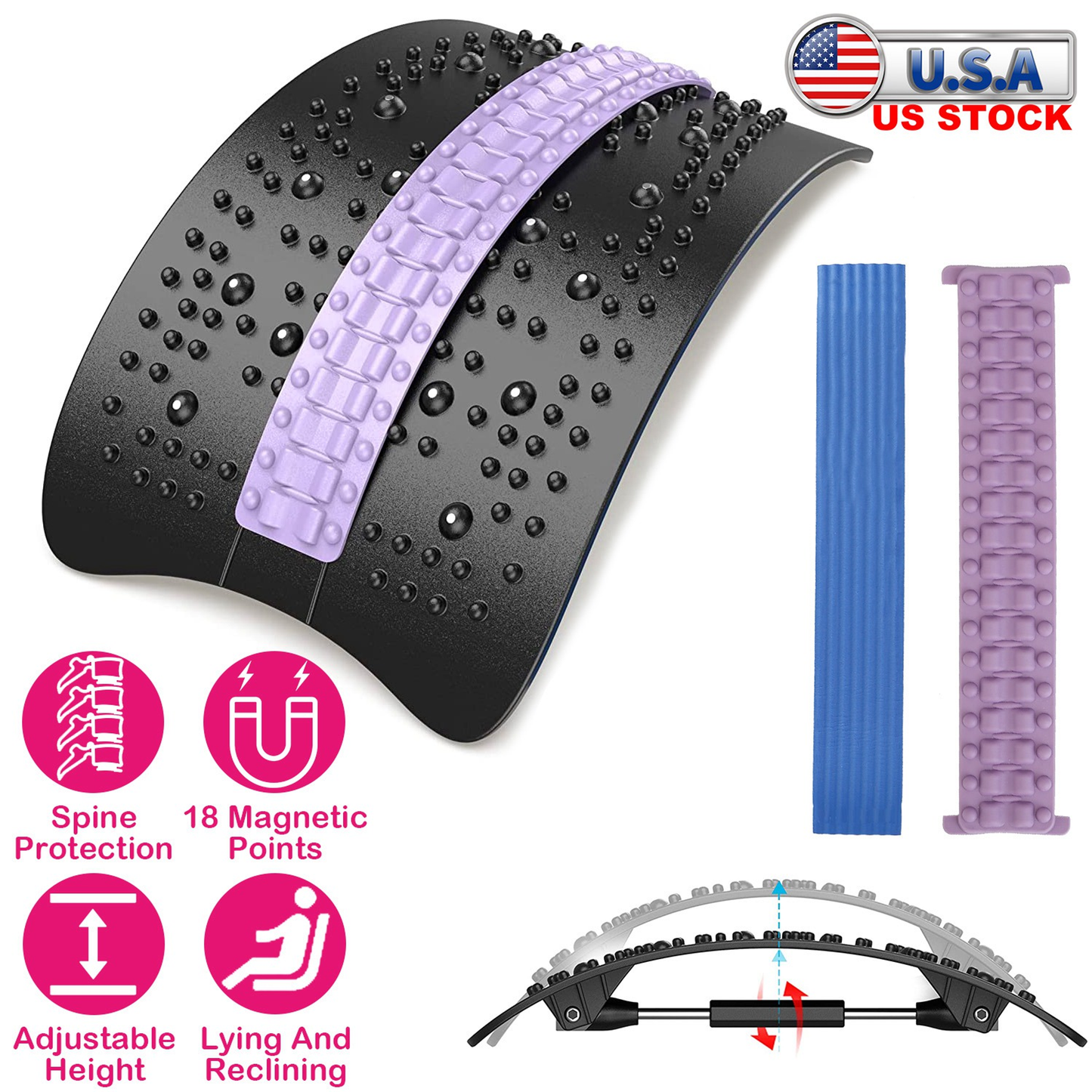 Adjustable Back Stretcher for Lower Lumbar Support