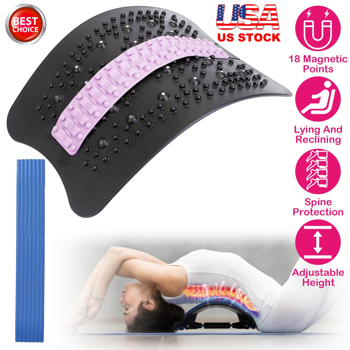 Adjustable Back Stretcher for Lower Lumbar Support