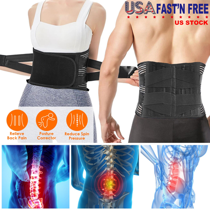 Lumbar Back Support Brace with Breathable Mesh, 2XL