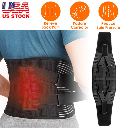 Lumbar Back Support Brace with Breathable Mesh, 2XL