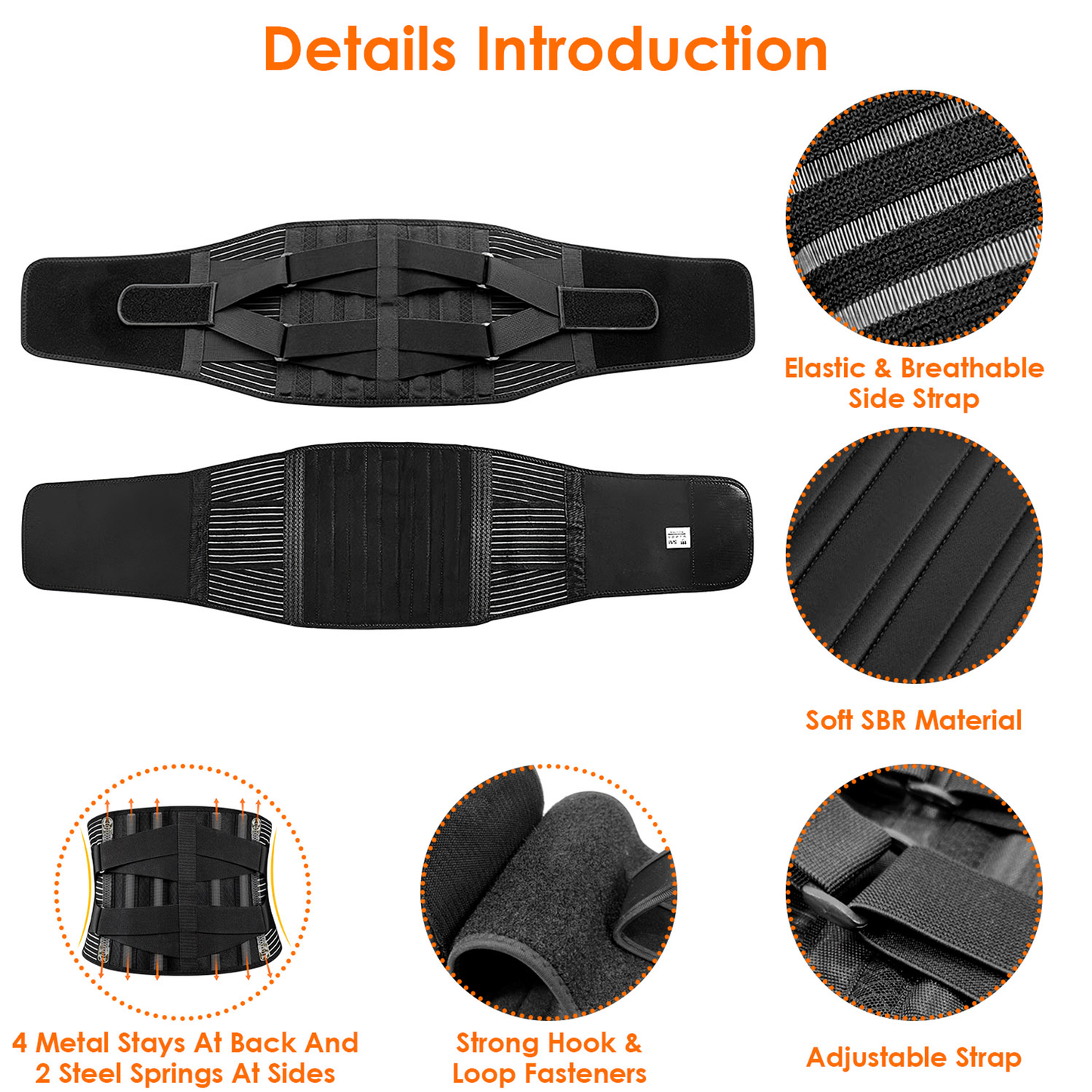 Lumbar Back Support Brace with Breathable Mesh, 2XL