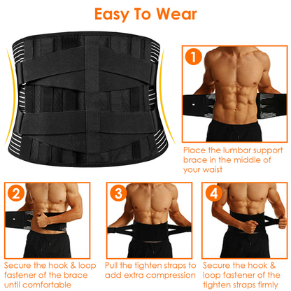 Lumbar Back Support Brace with Breathable Mesh, 2XL