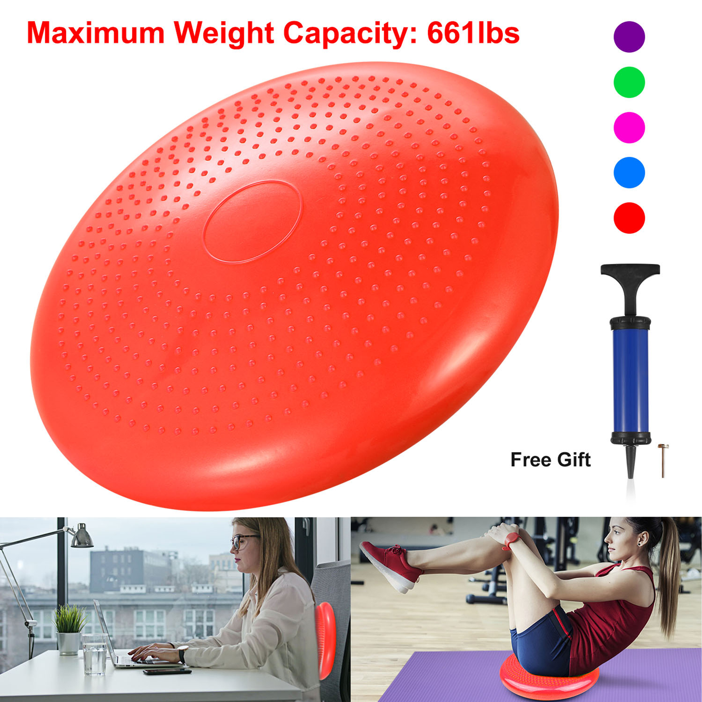Inflatable Balance Disc Wobble Cushion (Purple)