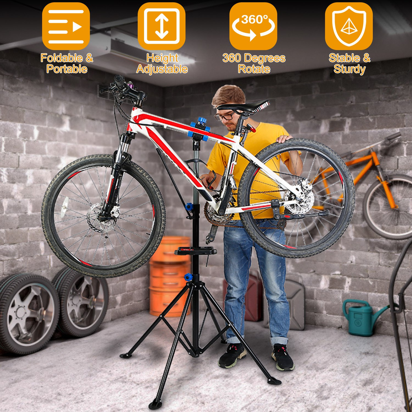 Height-Adjustable Foldable Bicycle Repair Stand
