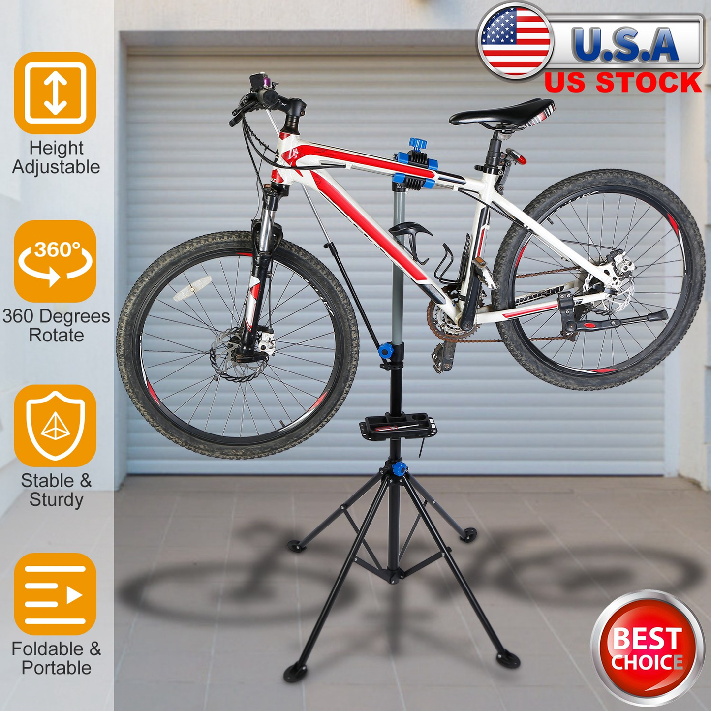 Height-Adjustable Foldable Bicycle Repair Stand