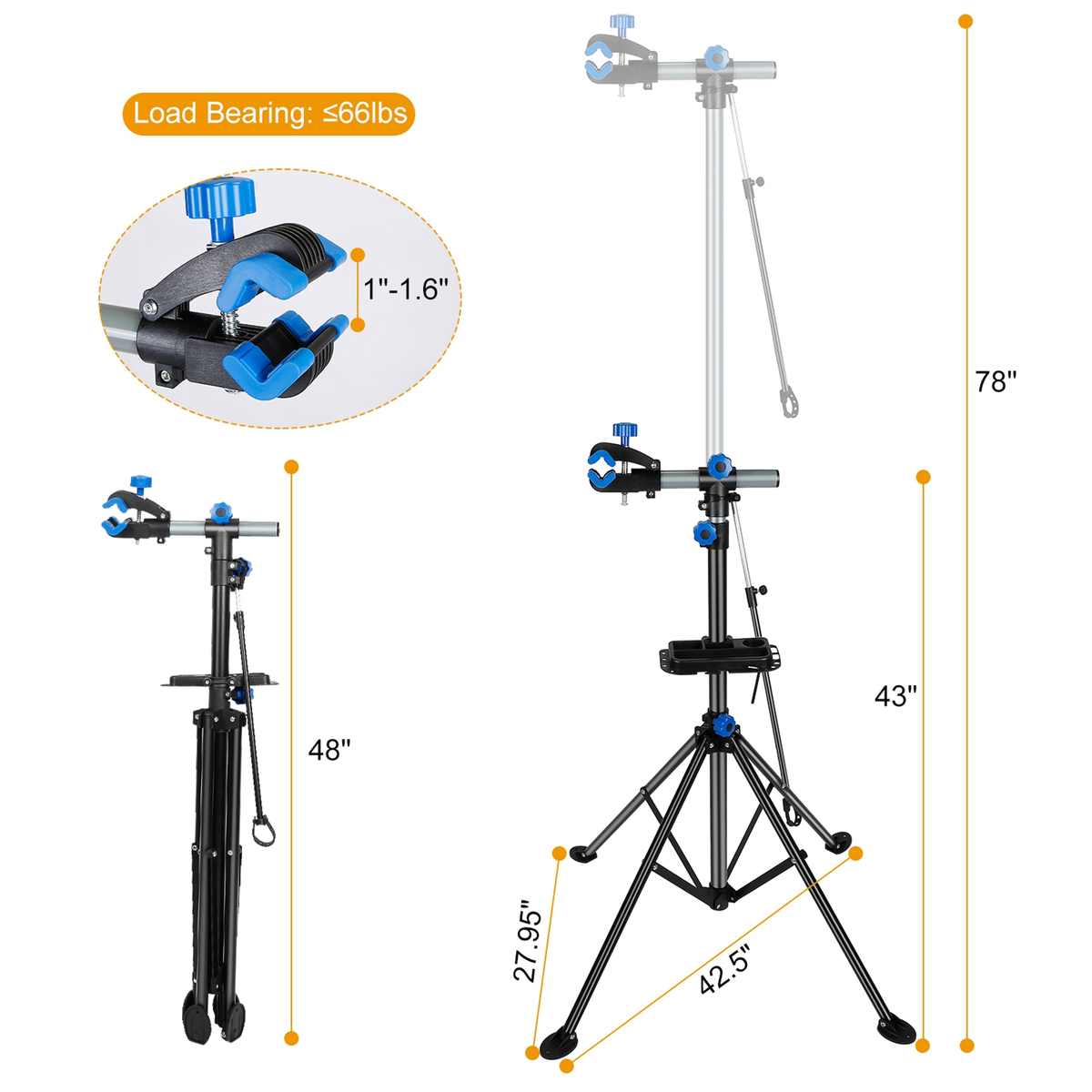 Height-Adjustable Foldable Bicycle Repair Stand