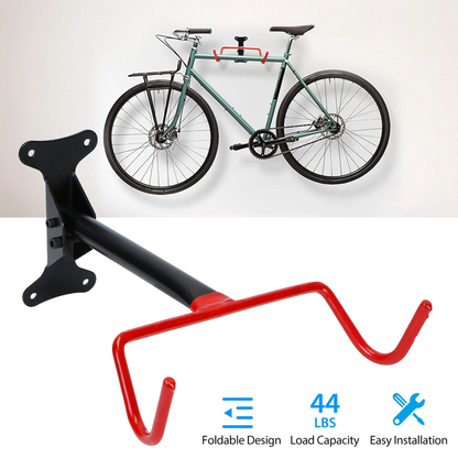Foldable Bike Wall Mount Rack, Holds Up to 44 lbs