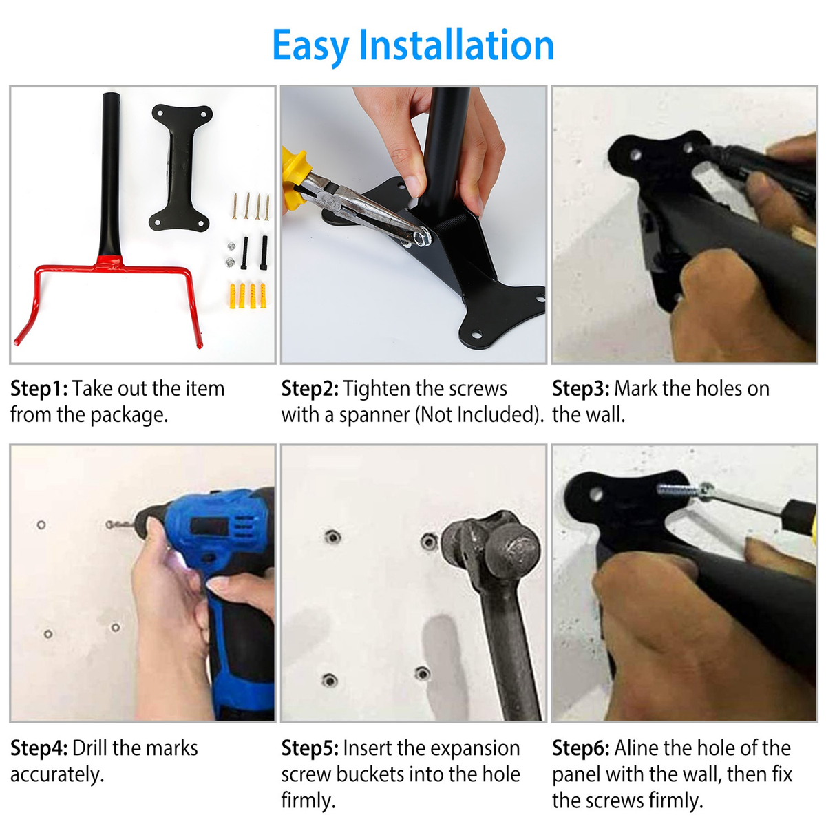 Foldable Bike Wall Mount Rack, Holds Up to 44 lbs