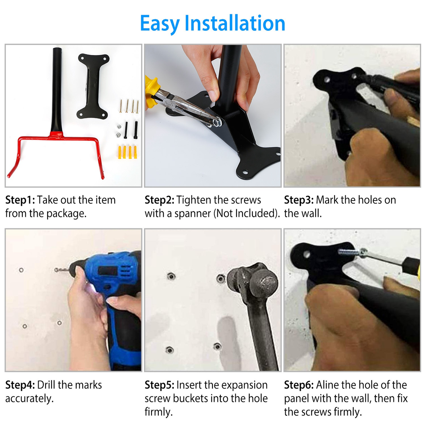 Foldable Bike Wall Mount Rack, Holds Up to 44 lbs