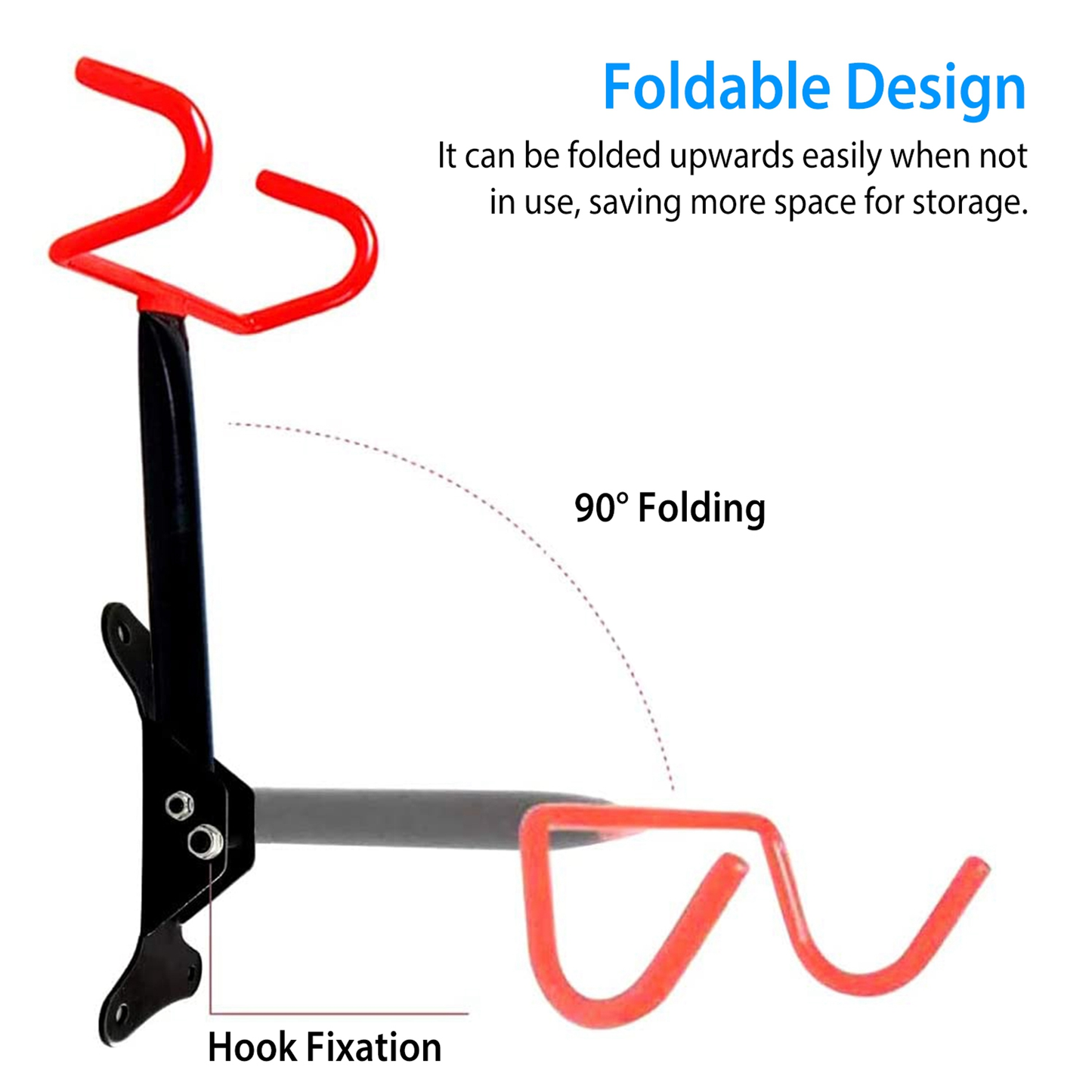 Foldable Bike Wall Mount Rack, Holds Up to 44 lbs
