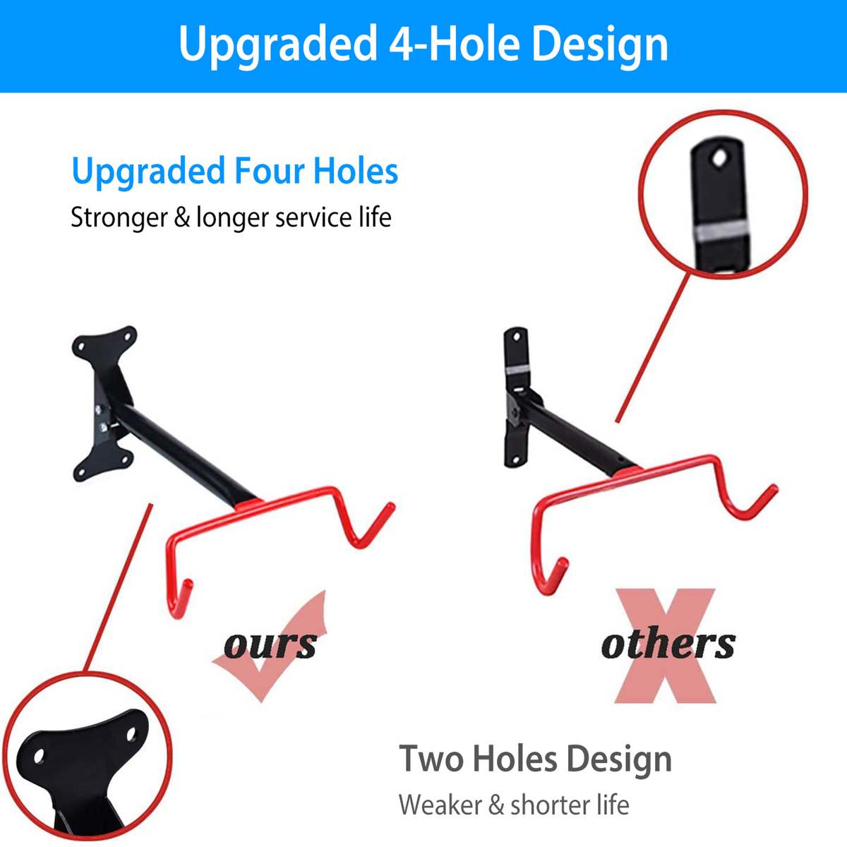 Foldable Bike Wall Mount Rack, Holds Up to 44 lbs