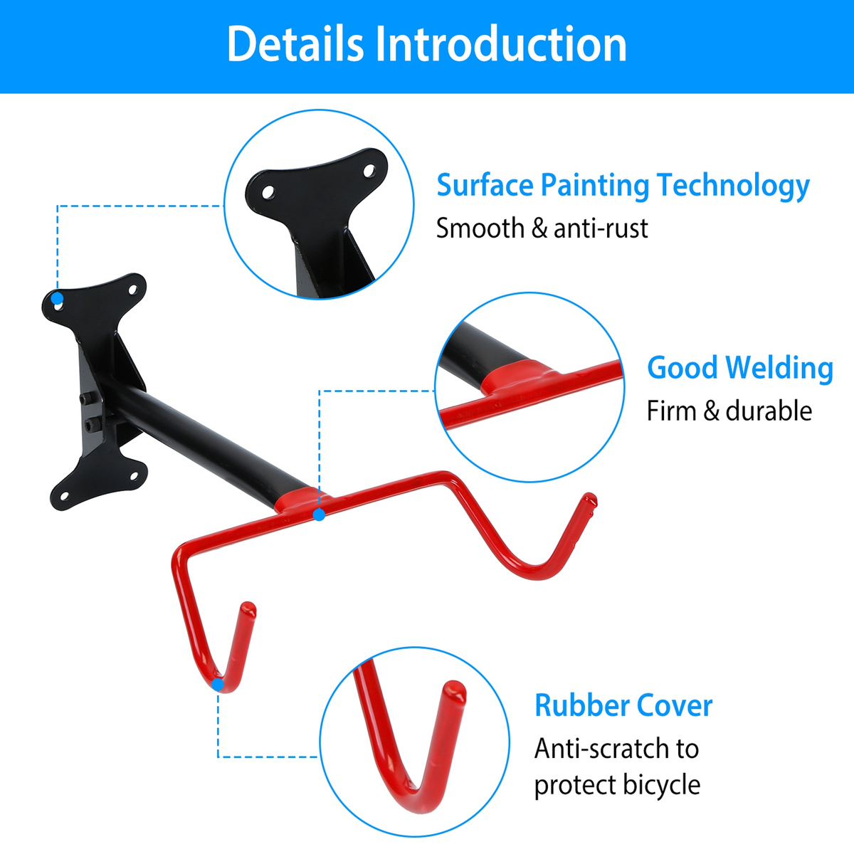 Foldable Bike Wall Mount Rack, Holds Up to 44 lbs