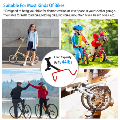 Foldable Bike Wall Mount Rack, Holds Up to 44 lbs