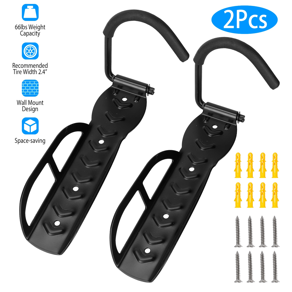 2Pcs Wall-Mount Vertical Bike Racks