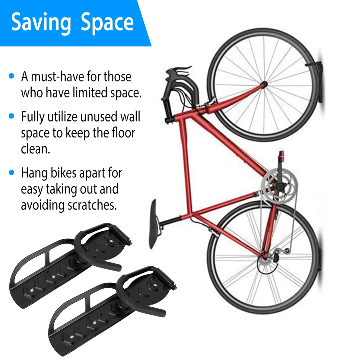 2Pcs Wall-Mount Vertical Bike Racks