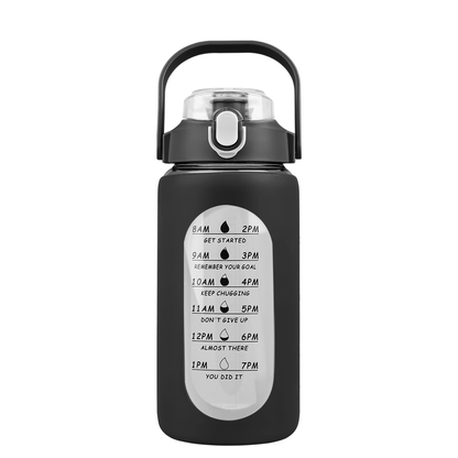 Glass Water Bottle with Straw 34 oz - Black
