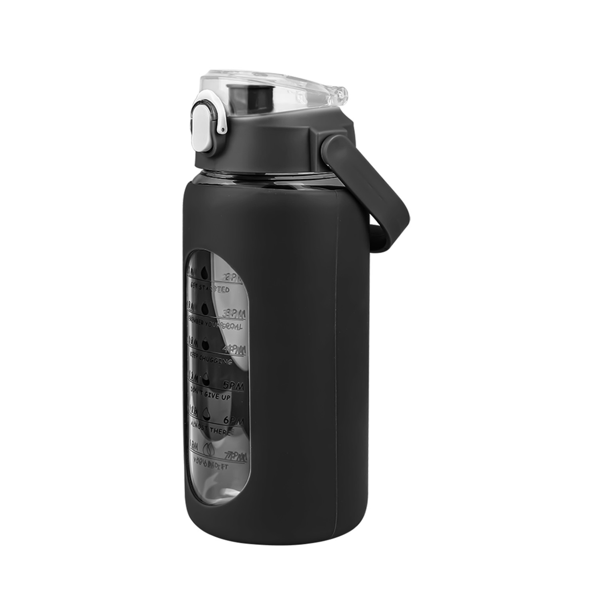 Glass Water Bottle with Straw 34 oz - Black