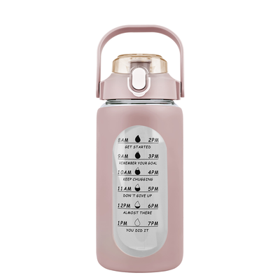 34 oz Glass Water Bottle with Time Markers, Coffee