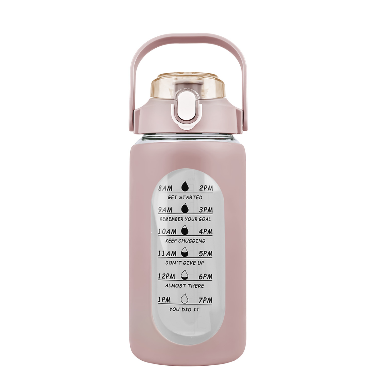 34 oz Glass Water Bottle with Time Markers, Coffee