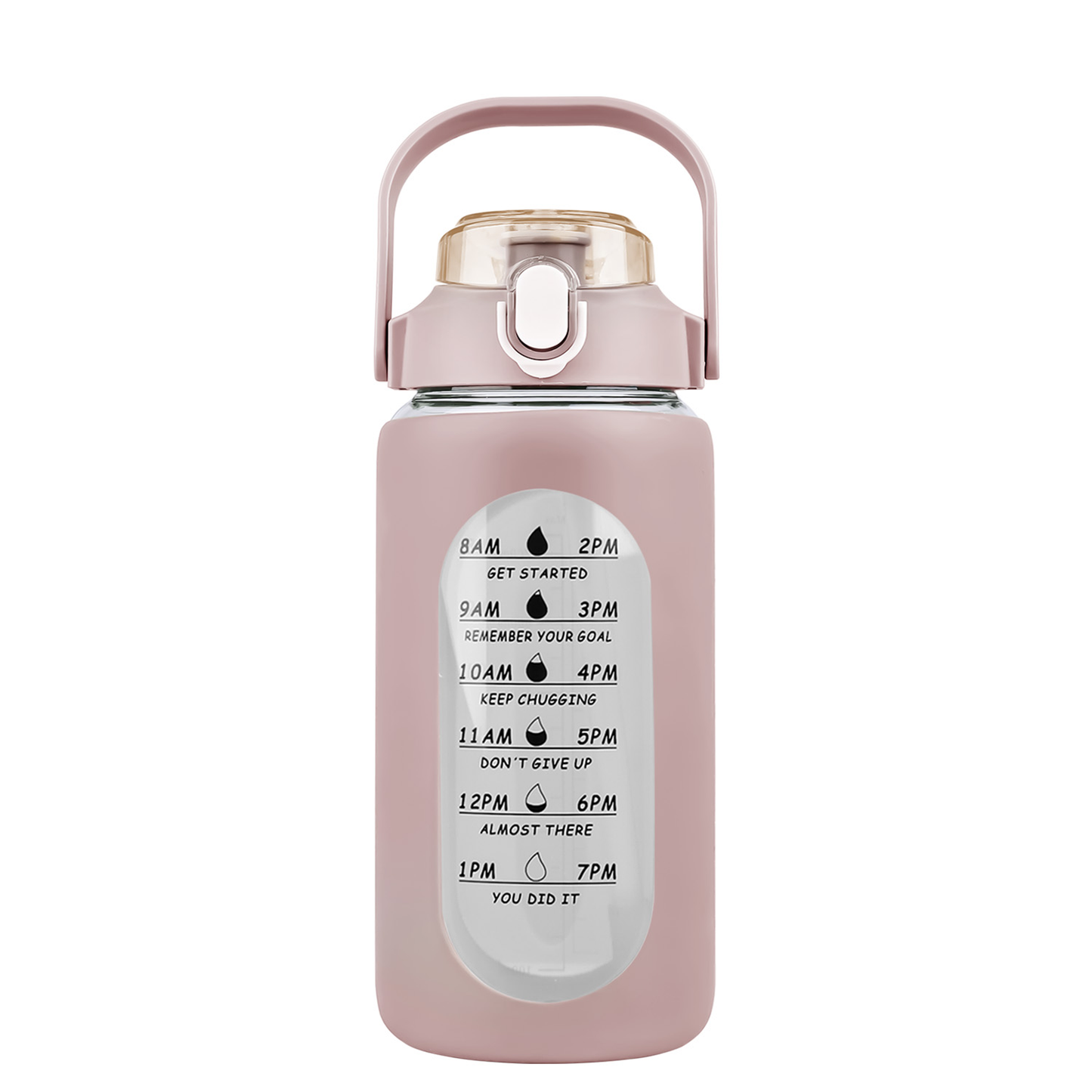 34 oz Glass Water Bottle with Time Markers, Coffee