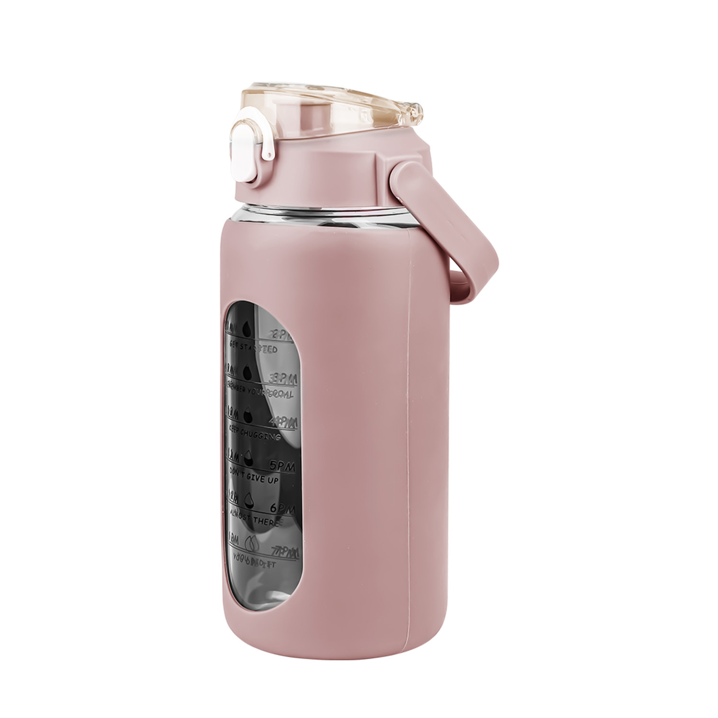 34 oz Glass Water Bottle with Time Markers, Coffee