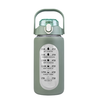 34 oz Glass Water Bottle with Time Markers, Coffee
